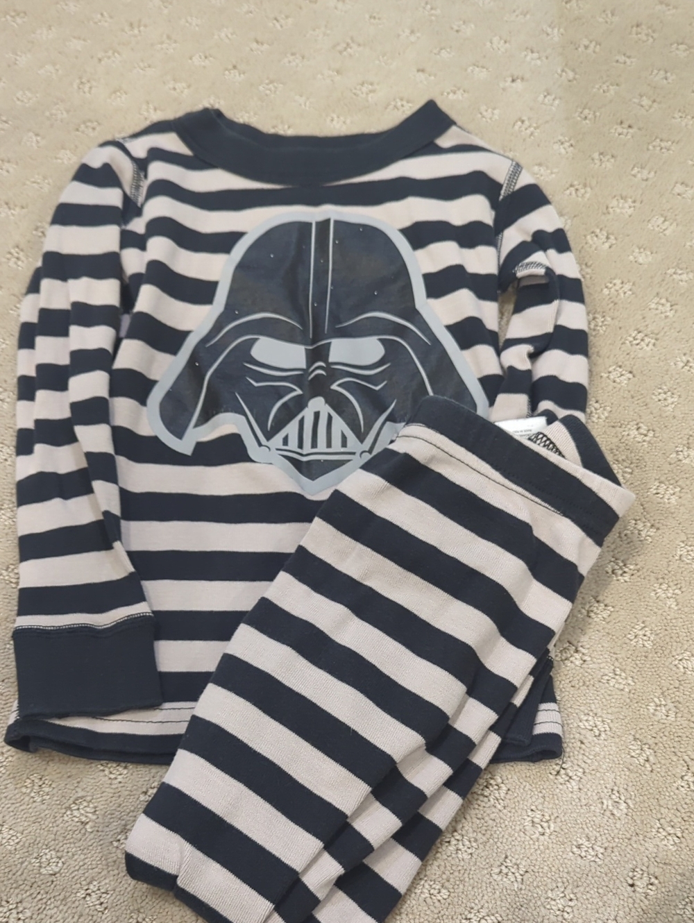 Hanna Andersson Navy & Cream Striped Star Wars Darth Vader Pajama Set